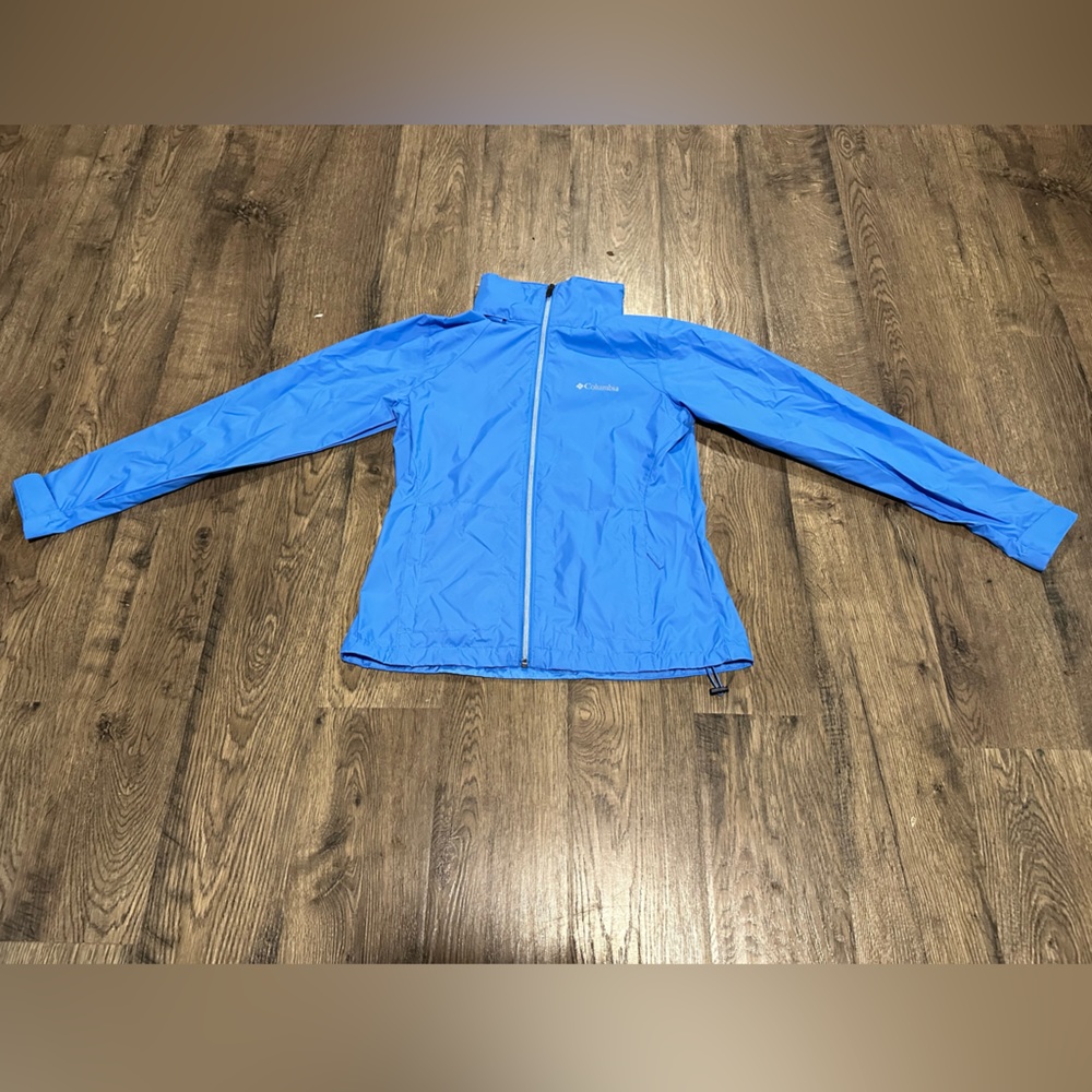 Women's size small/petite, vibrant blue, Columbia, windbreaker jacket.